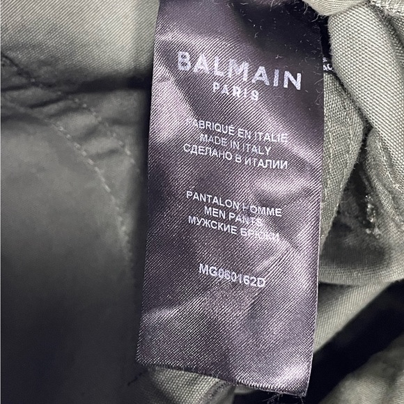 Balmain GREEN KHAKI SLIM CUT RIDGED COTTON CARGO JEANS MEN’S 30 - Picture 9 of 10